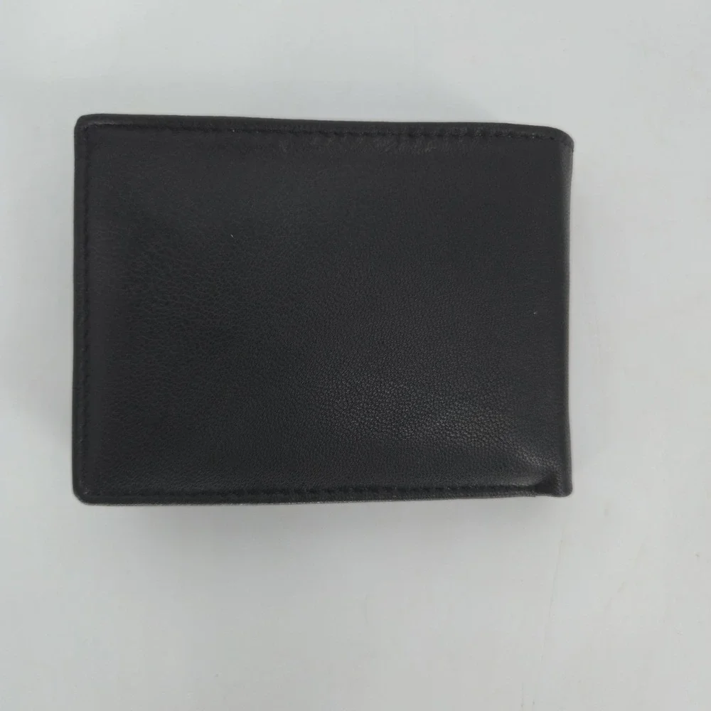 Royal Class Men's Black Genuine Leather Trifold Wallet 8 Card Slots Boxed 4.5 In